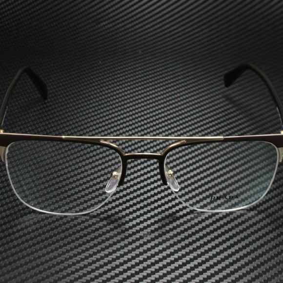 Matte Brown Prada Gold 54mm Eyeglasses - Picture 3 of 4